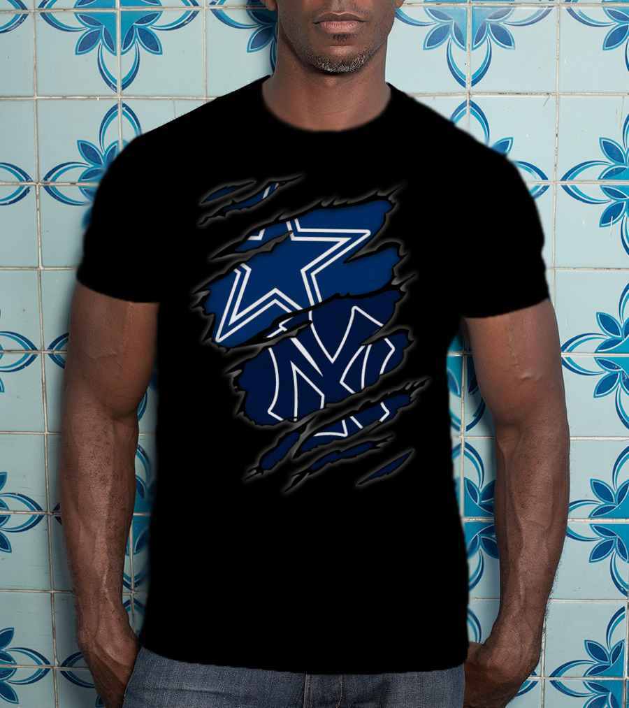 Cowboys Yankees Star And NY Logo Fusion T-Shirt