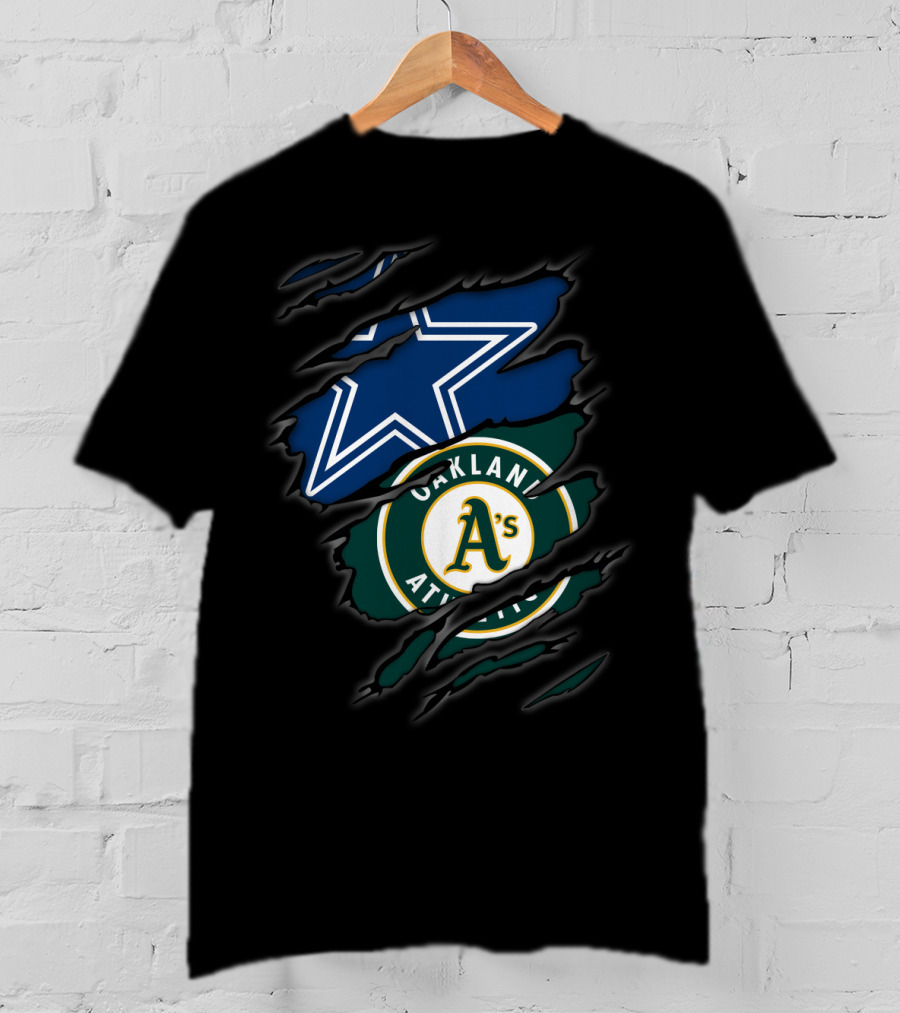 Cowboys Oakland Athletics Dallas Star And A's Logo Fusion T-Shirt