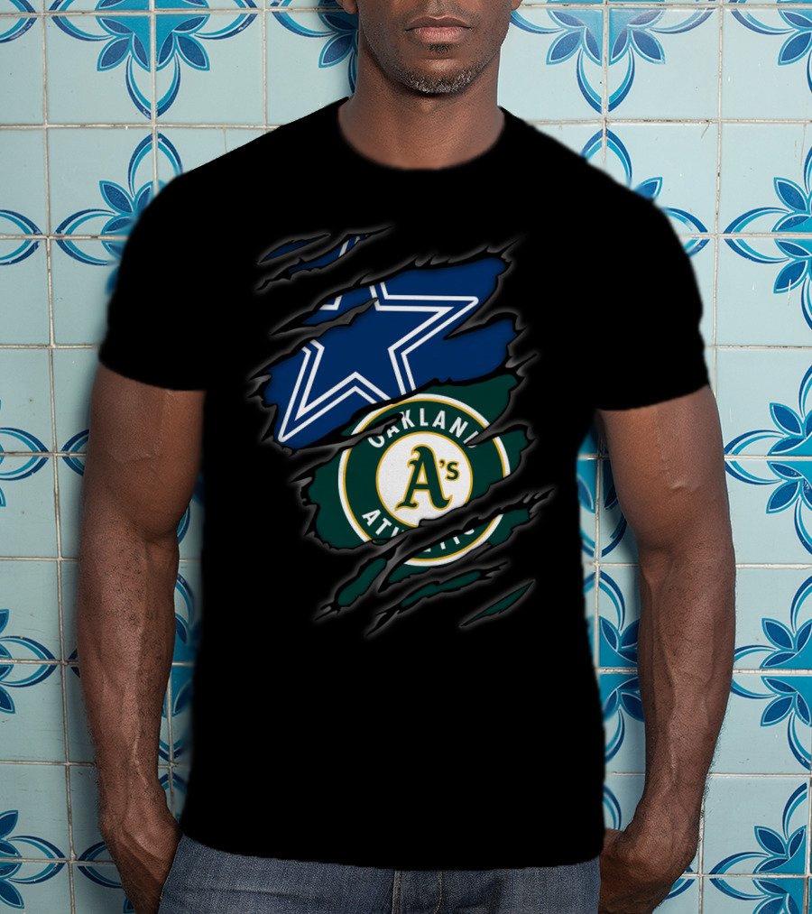 Cowboys Oakland Athletics Dallas Star And A's Logo Fusion T-Shirt