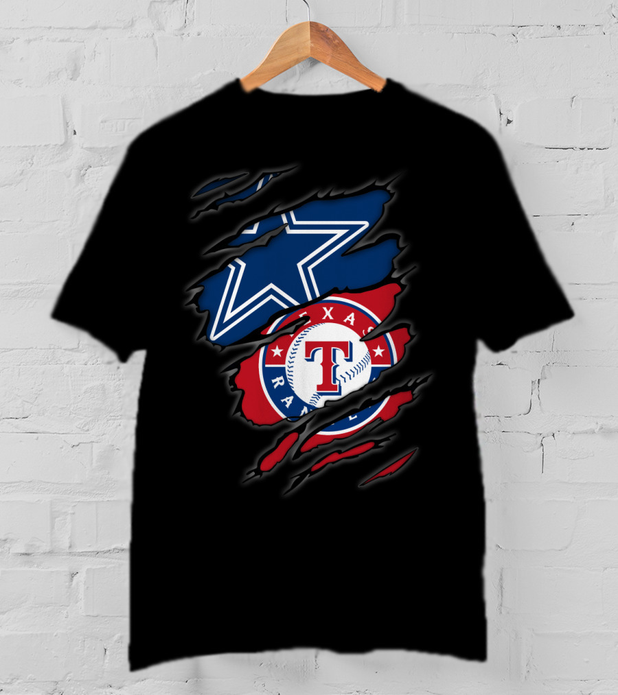 Dallas Cowboys And Texas Rangers Logos Fusion T-Shirt