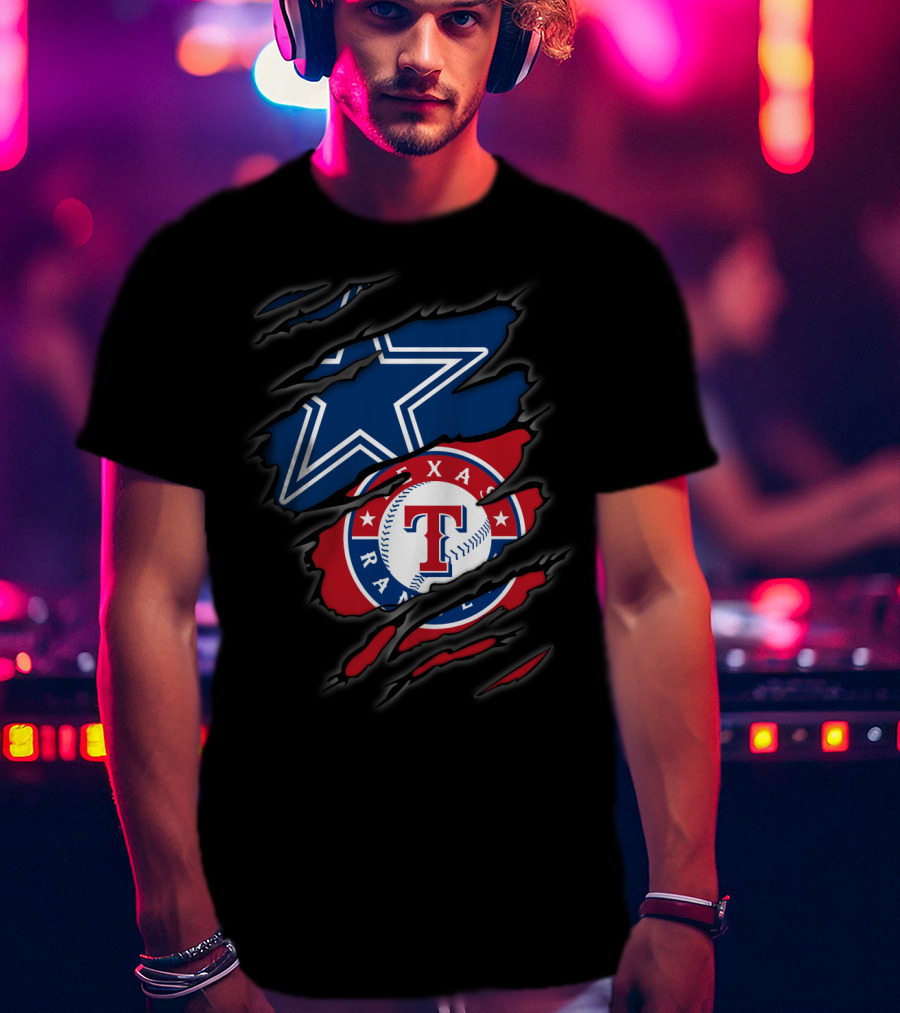 Dallas Cowboys And Texas Rangers Logos Fusion T-Shirt