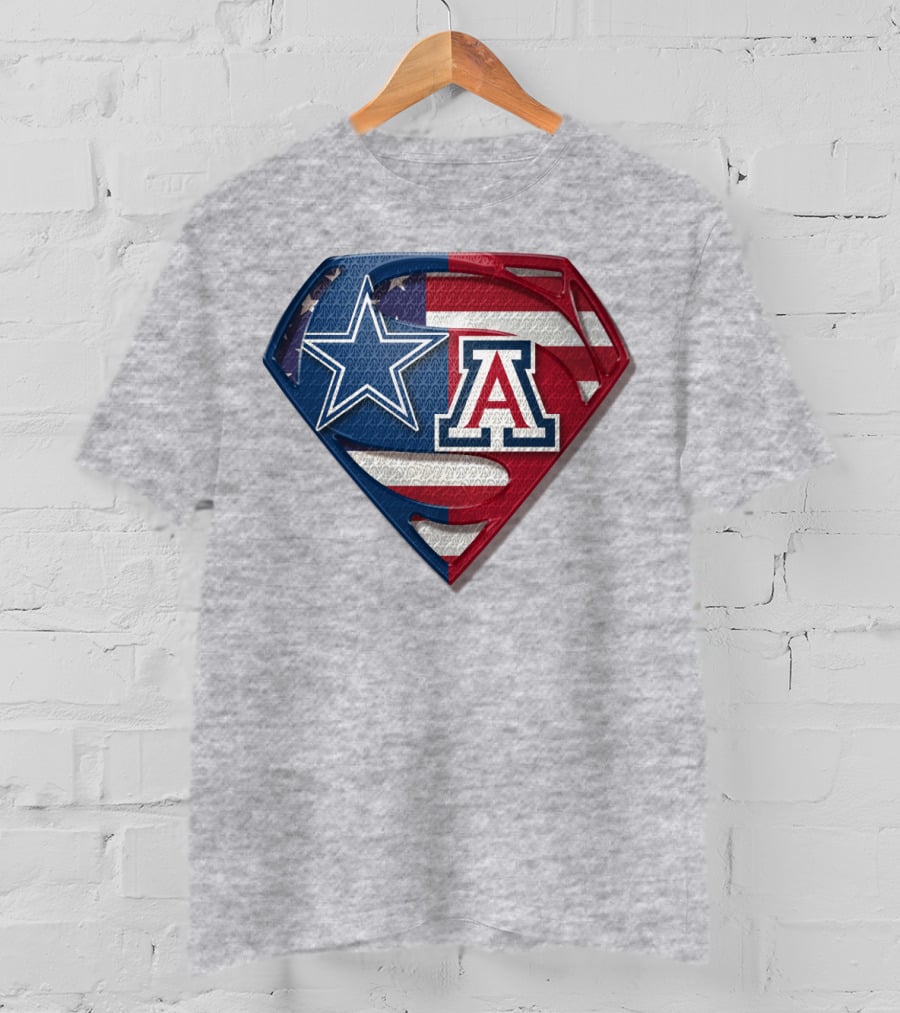 Dallas Cowboys Arizona Wildcats Superman Logo American Flag T-Shirt
