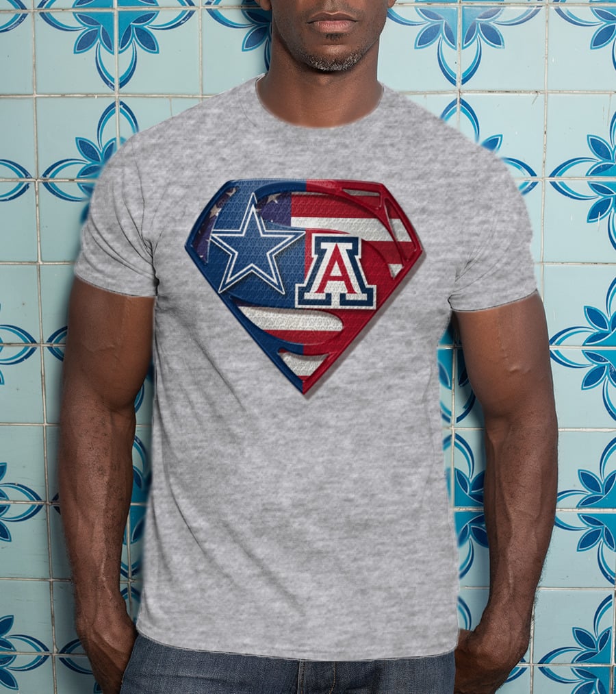 Dallas Cowboys Arizona Wildcats Superman Logo American Flag T-Shirt