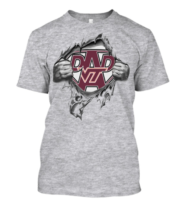 Virginia Tech Hokies Super Dad VT Logo Hands Ripping Open T-Shirt