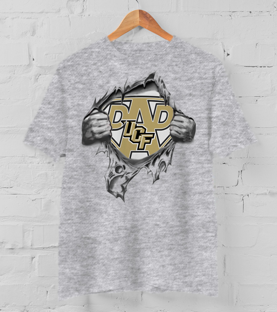UCF Dad Superhero Theme With Torn Look T-Shirt