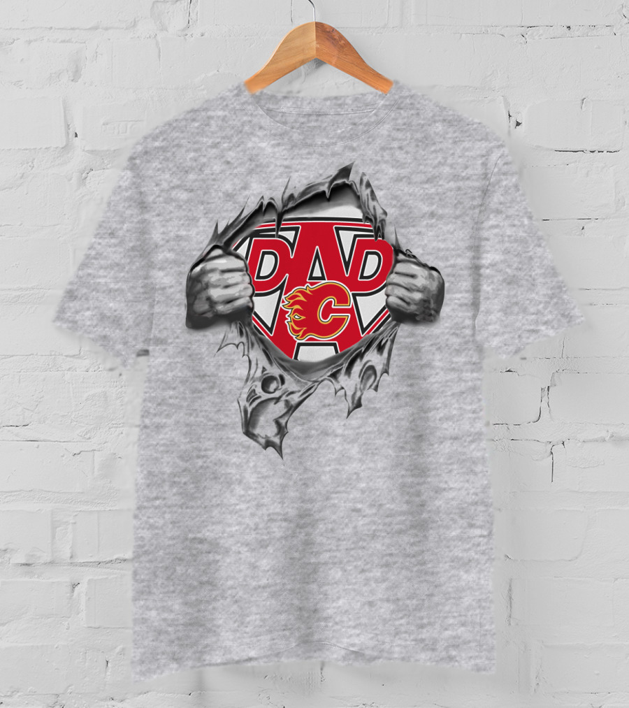 Calgary Flames Dad Fan Superhero T-Shirt