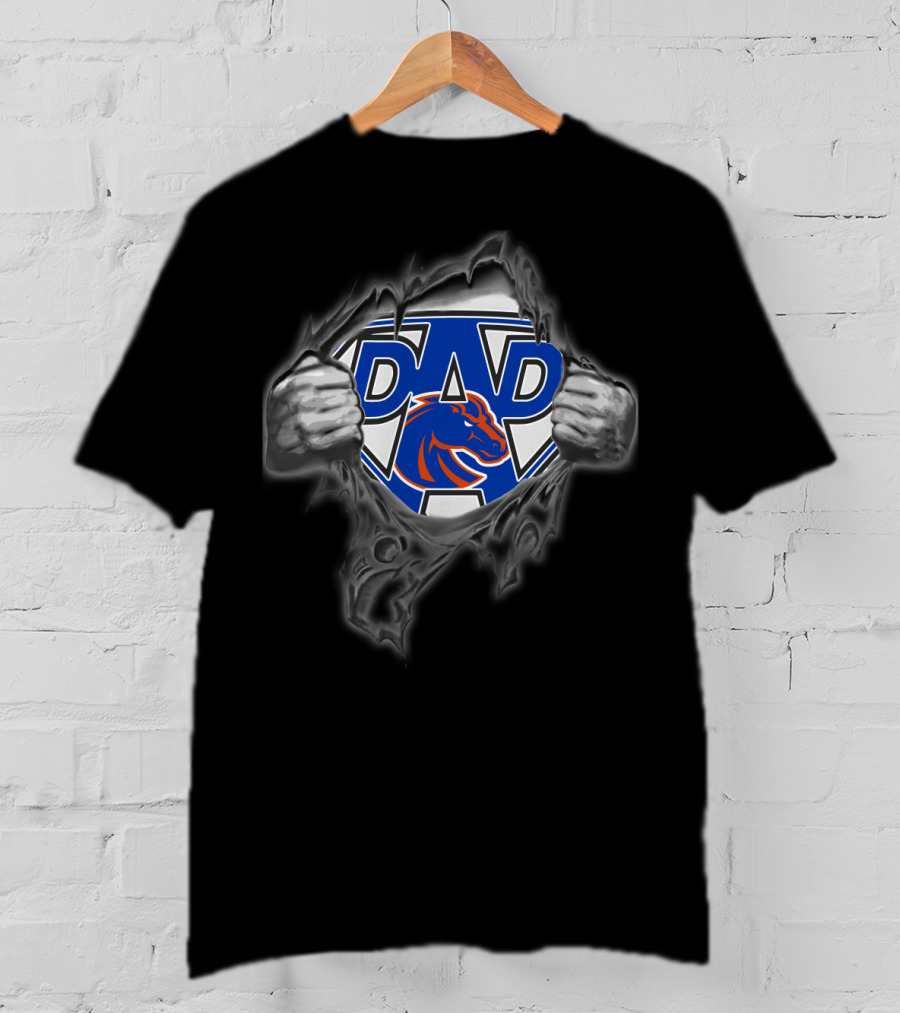 Broncos Dad Superhero Logo Hands Ripping Open T-Shirt