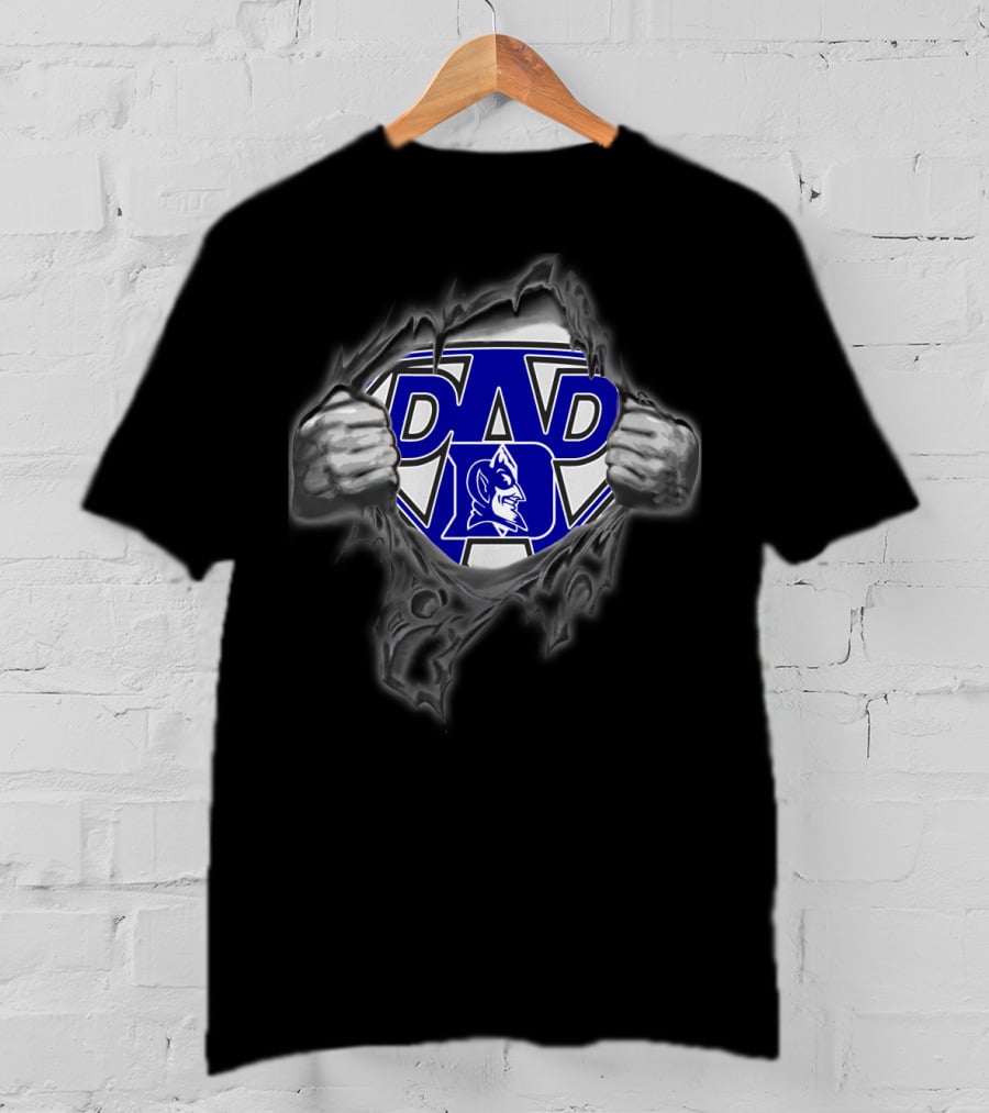Duke Blue Devils Super Dad Emblem With Torn Shirt Effect T-Shirt