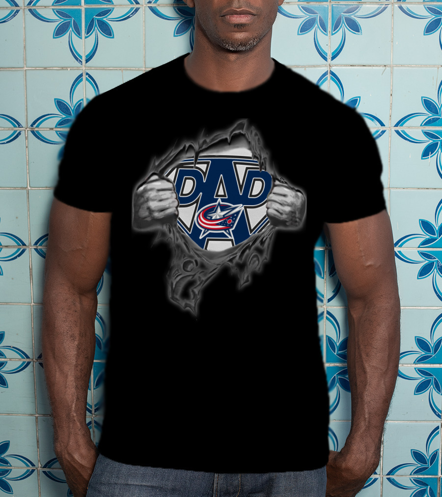 Columbus Blue Jackets Super Dad Hero T-Shirt