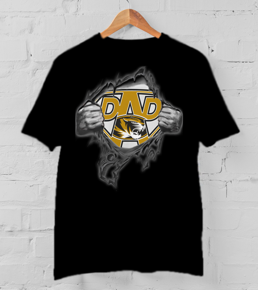 Missouri Tigers Dad Superhero Logo With Tiger Emblem T-Shirt