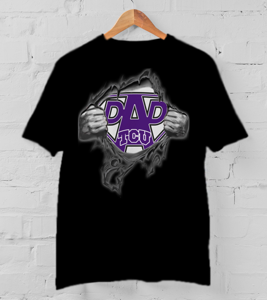 TCU Dad Superhero Emblem Hands Ripping Effect T-Shirt