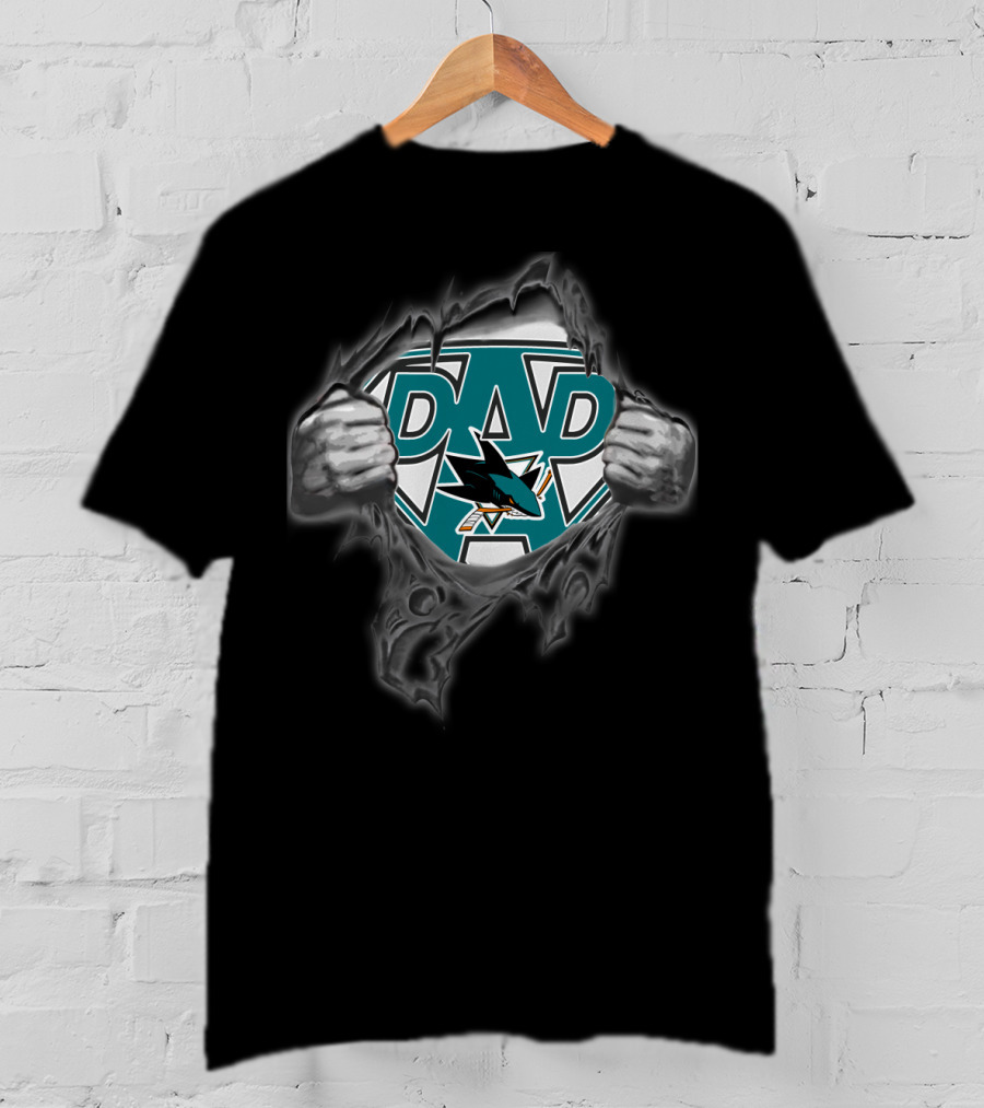 Jose Sharks Super Dad Logo DAD T-Shirt