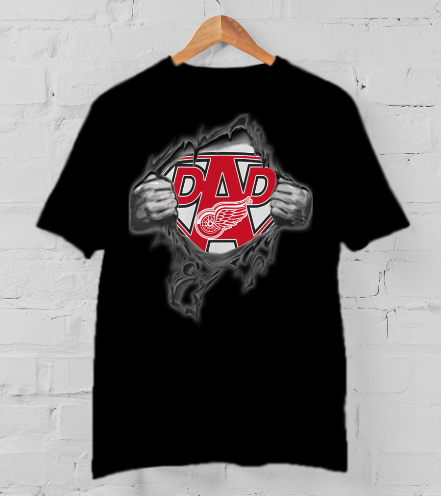 Detroit Red Wings Dad Superhero Emblem T-Shirt