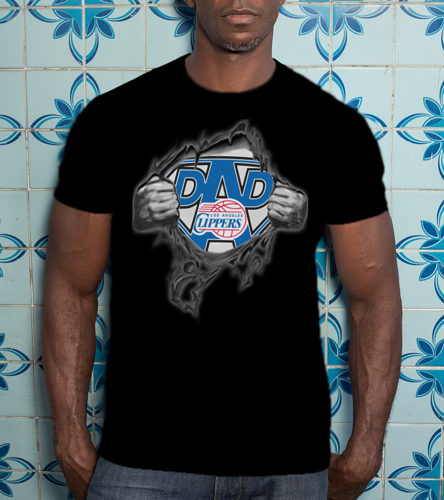 Los Angeles Clippers Super Dad Logo Rip Effect T-Shirt