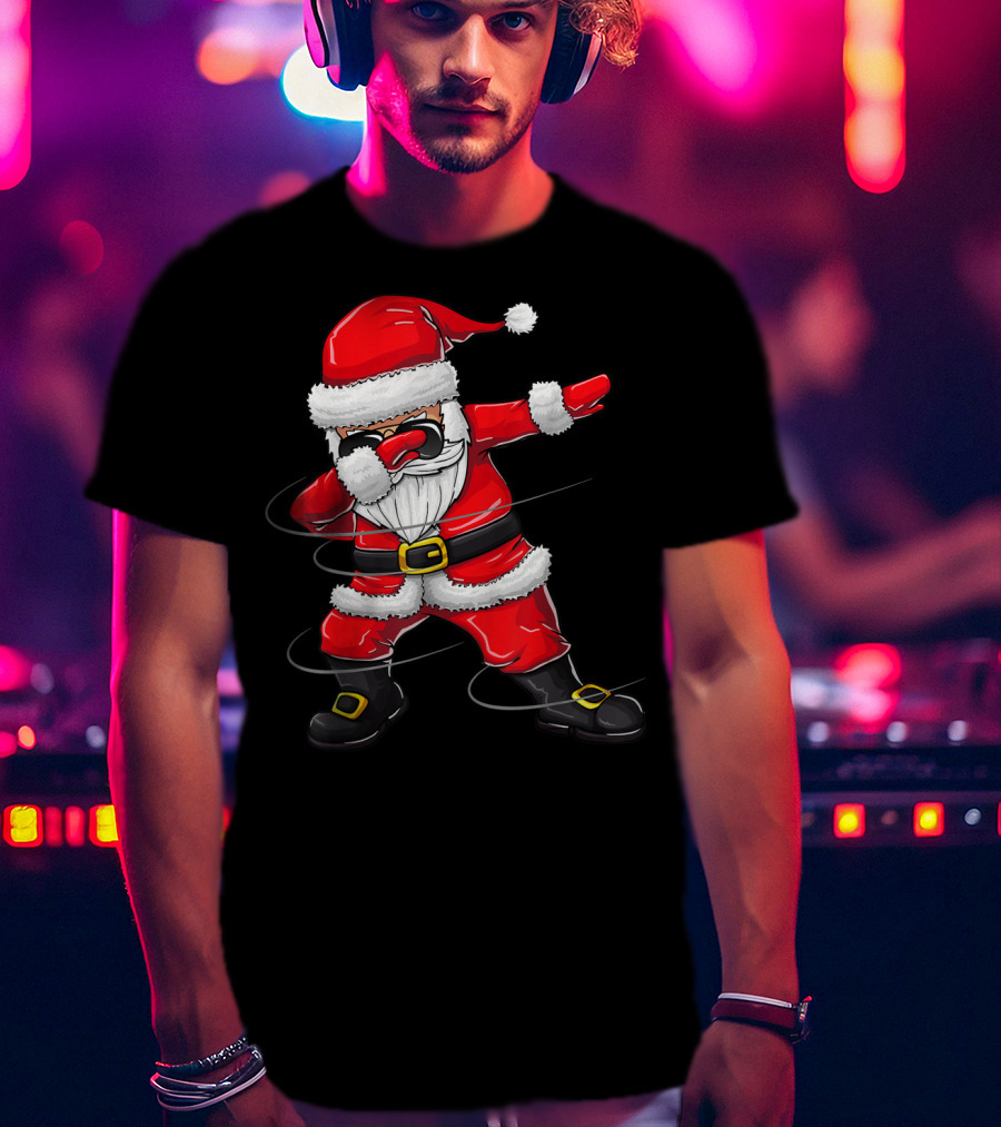 Christmas Dabbing Santa Boy Girl Santa Dab Pose T-Shirt