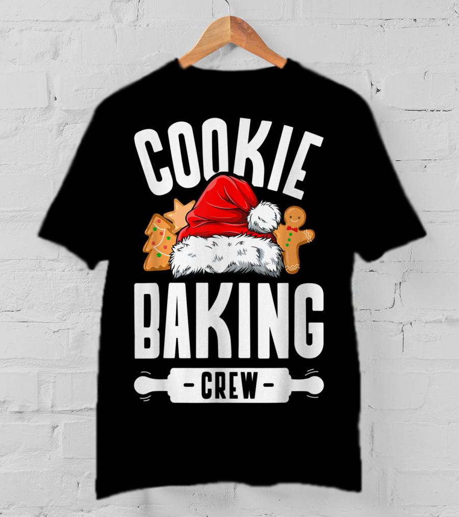 Cookie Baking Crew Christmas Santa Hat Gingerbread Family T-Shirt