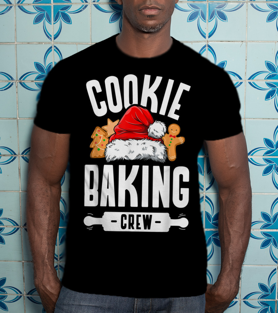 Cookie Baking Crew Christmas Santa Hat Gingerbread Family T-Shirt