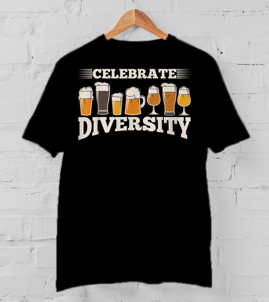 Celebrate Diversity Beer Variety Glasses T-Shirt