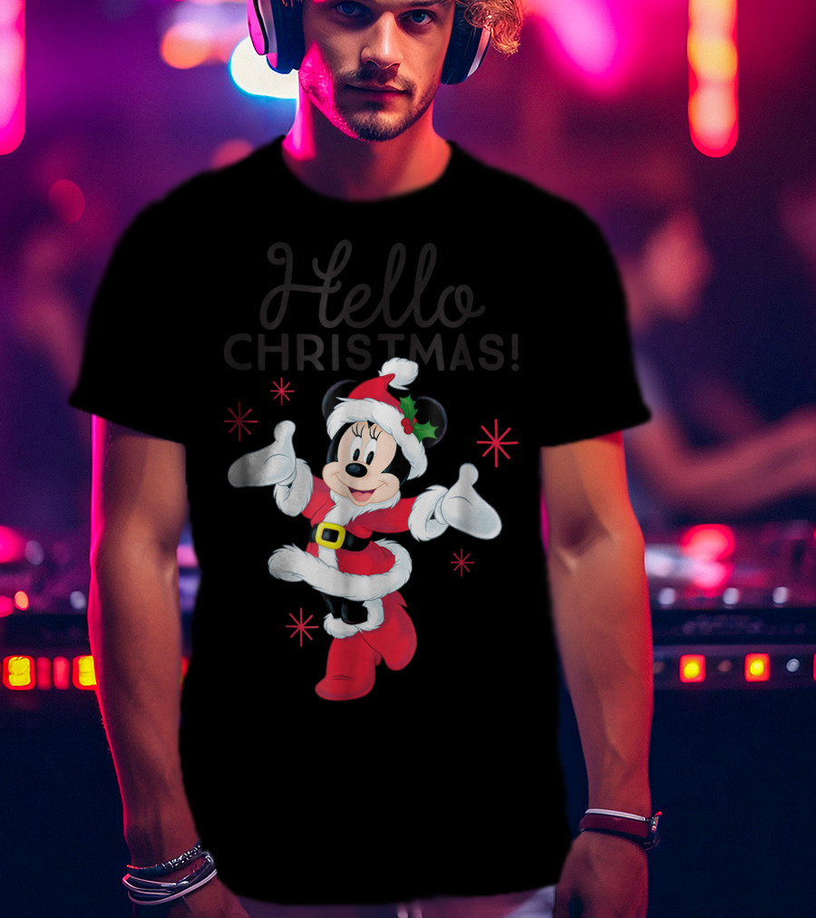 Disney Santa Minnie Mouse Hello Christmas T-Shirt