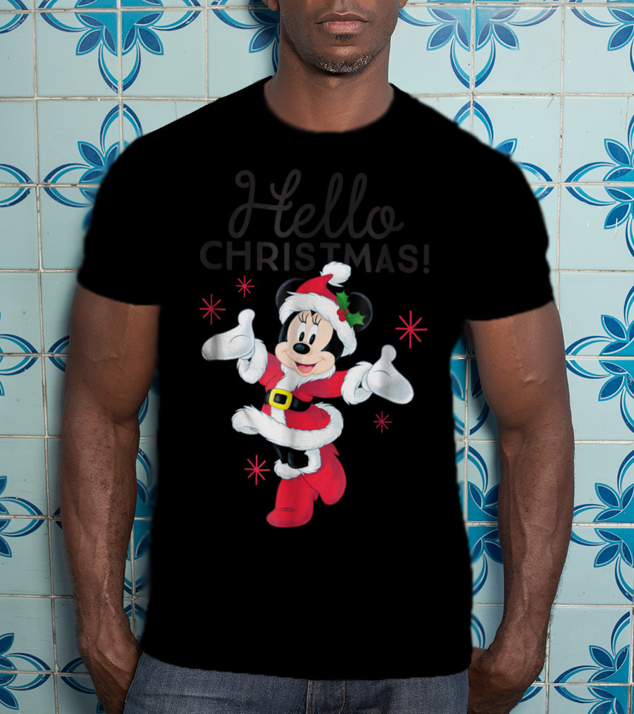 Disney Santa Minnie Mouse Hello Christmas T-Shirt