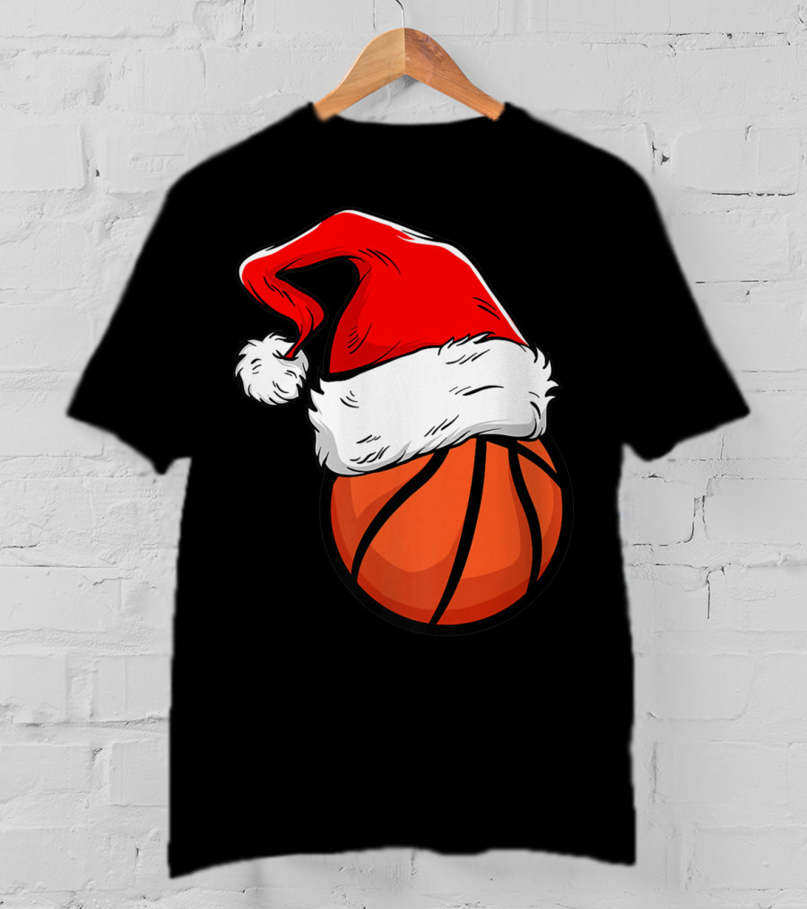Funny Basketball Coach Player Santa Hat T-Shirt