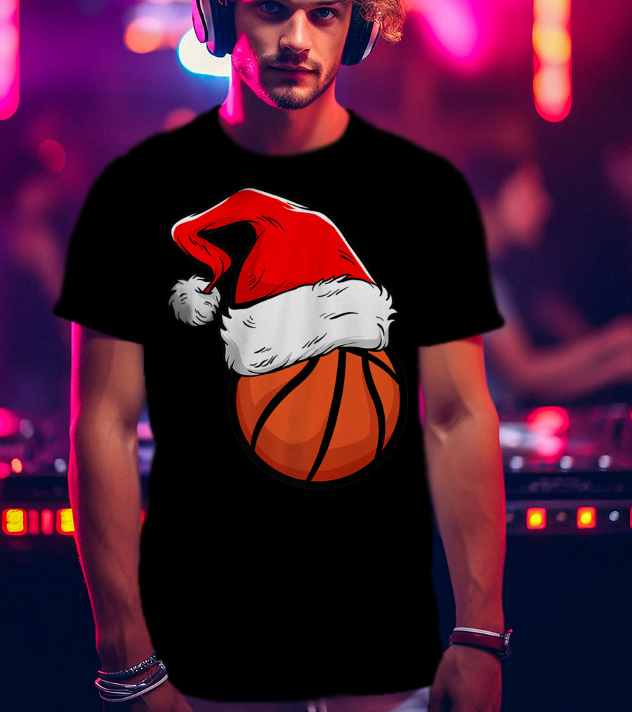 Funny Basketball Coach Player Santa Hat T-Shirt