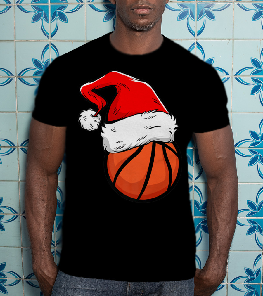 Funny Basketball Coach Player Santa Hat T-Shirt
