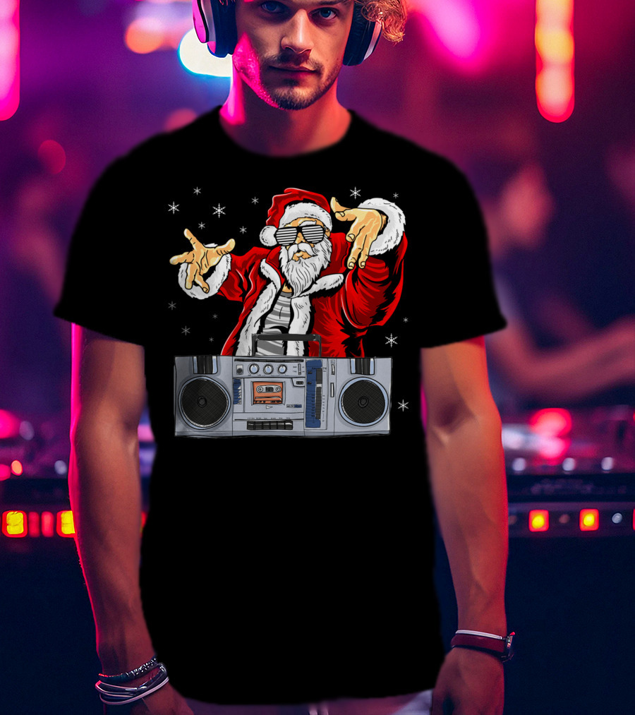 Santa Claus DJ Hip Hop Boombox T-Shirt