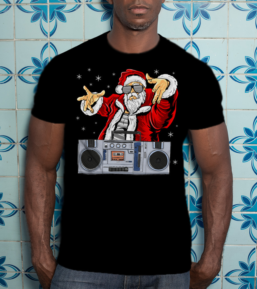 Santa Claus DJ Hip Hop Boombox T-Shirt