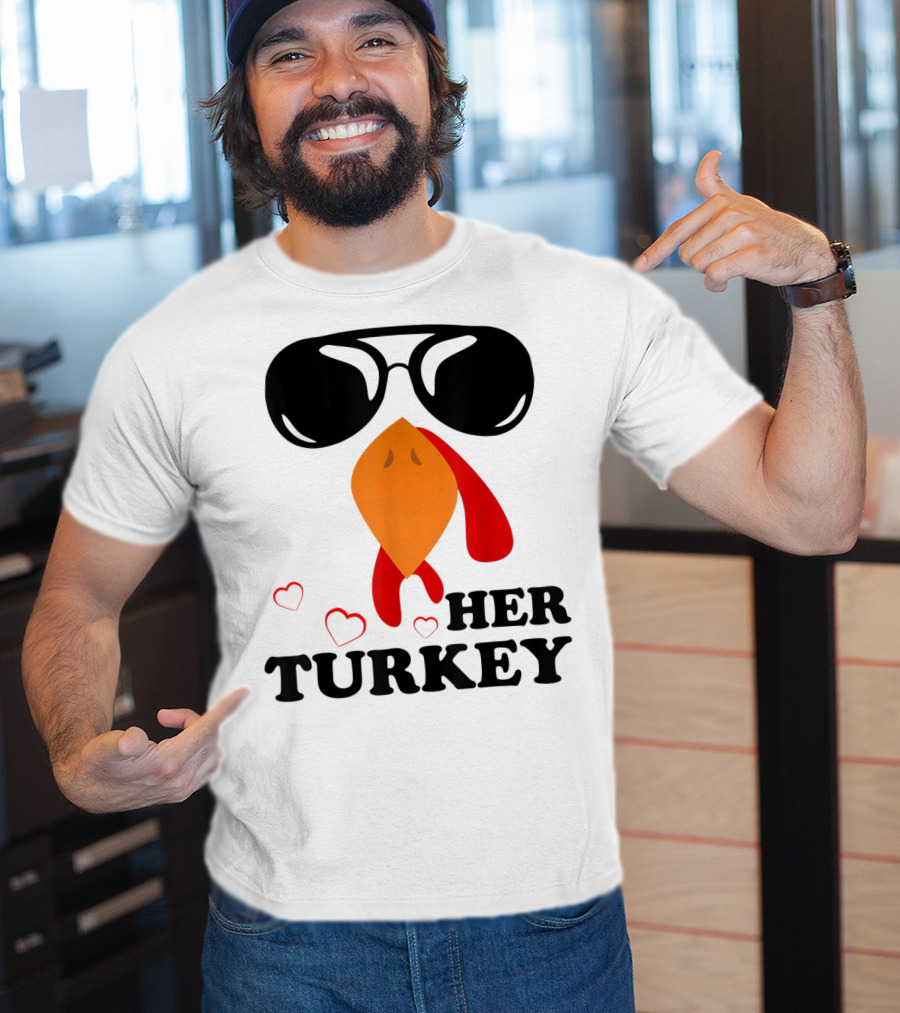 Her Turkey Funny Men's Matching Thanksgiving T-Shirt