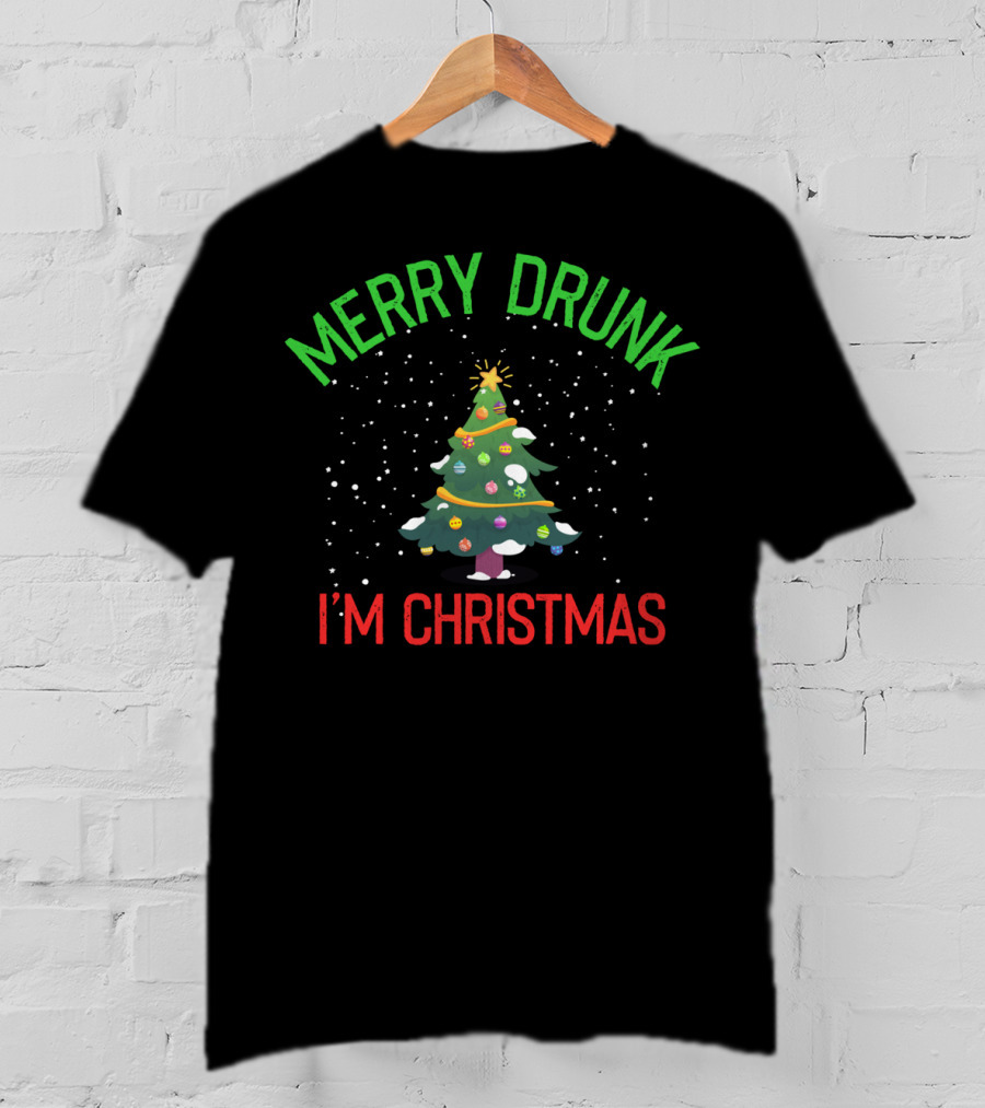 Merry Drunk I'm Christmas Festive Holiday Tree Snowflakes T-Shirt