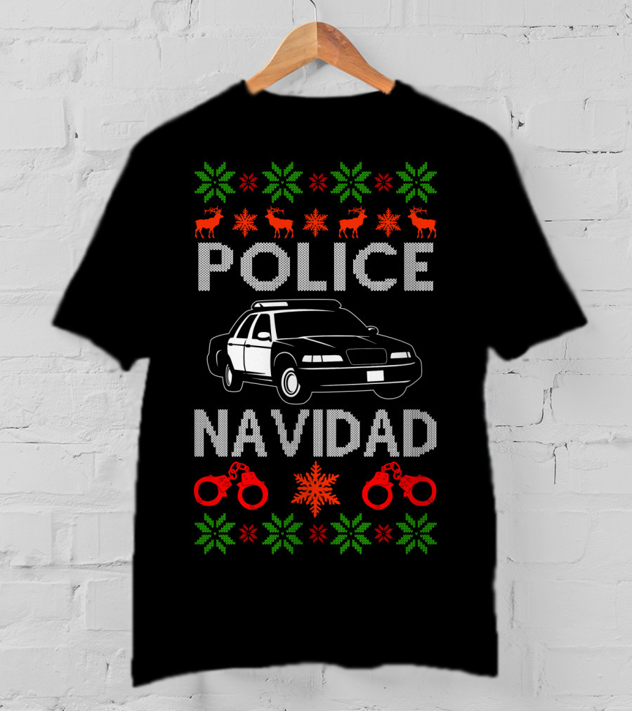 Police Navidad Ugly Christmas Holiday Law Enforcement T-Shirt