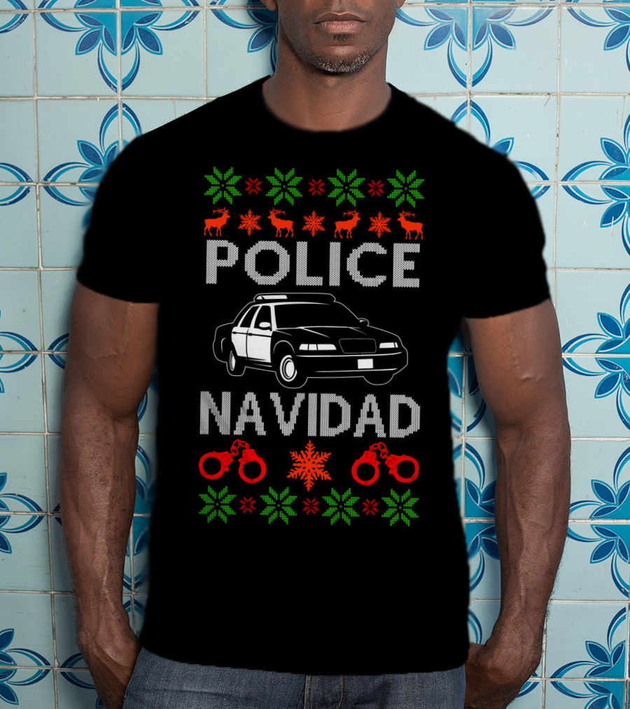 Police Navidad Ugly Christmas Holiday Law Enforcement T-Shirt