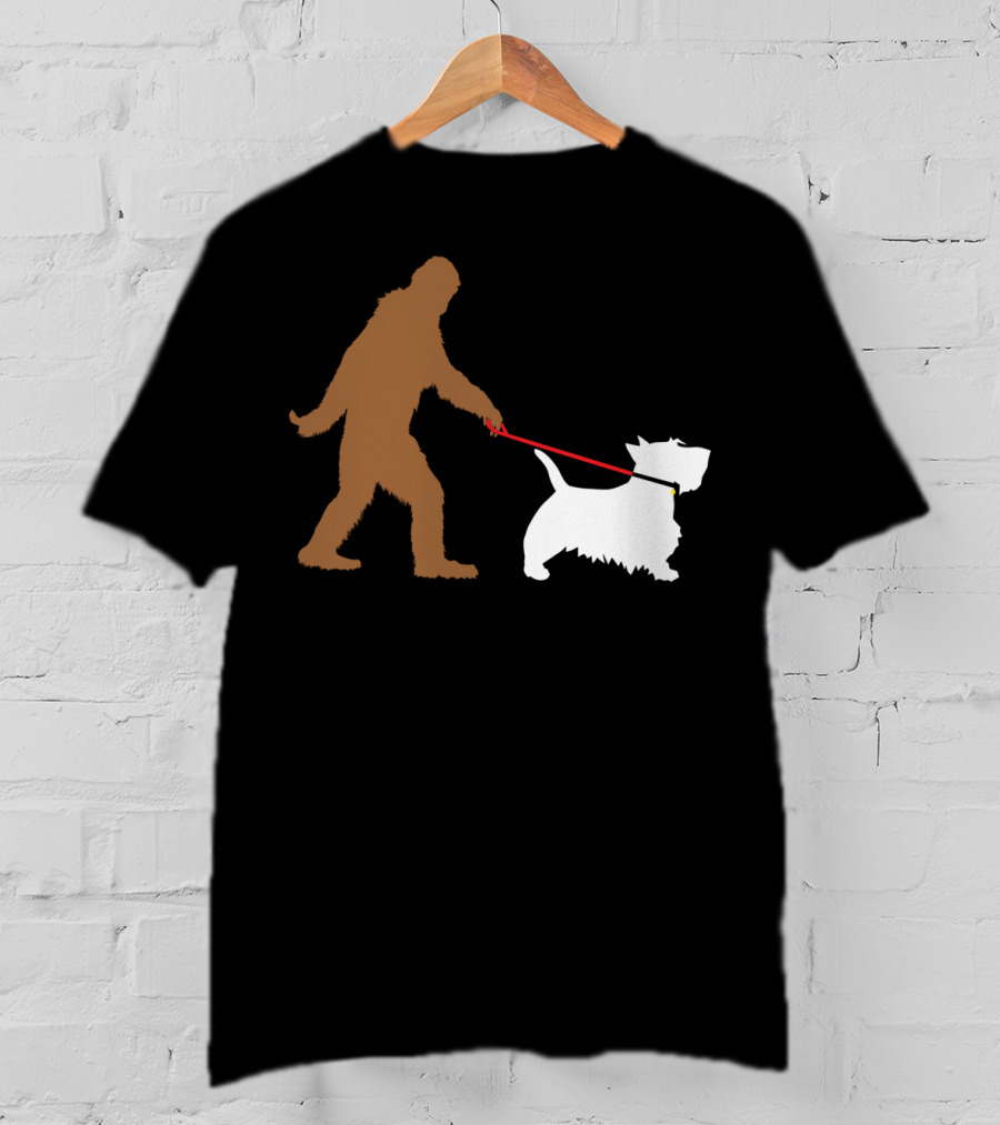 Bigfoot Walking Scottish Terrier Dog Leash Iconic T-Shirt
