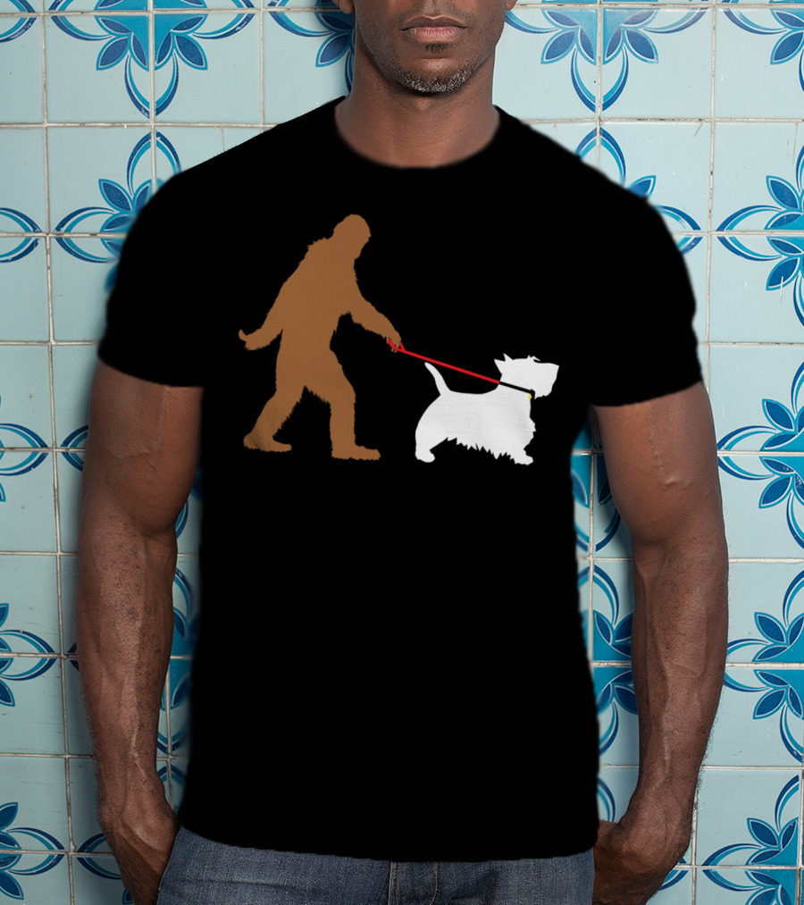 Bigfoot Walking Scottish Terrier Dog Leash Iconic T-Shirt