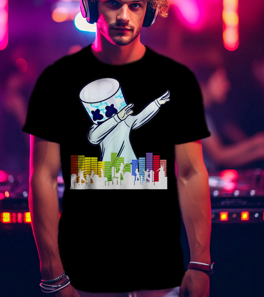 All I Want For Christmas Is Marshmallow Dabbing With Colorful Dance Equalizer T-Shirt
