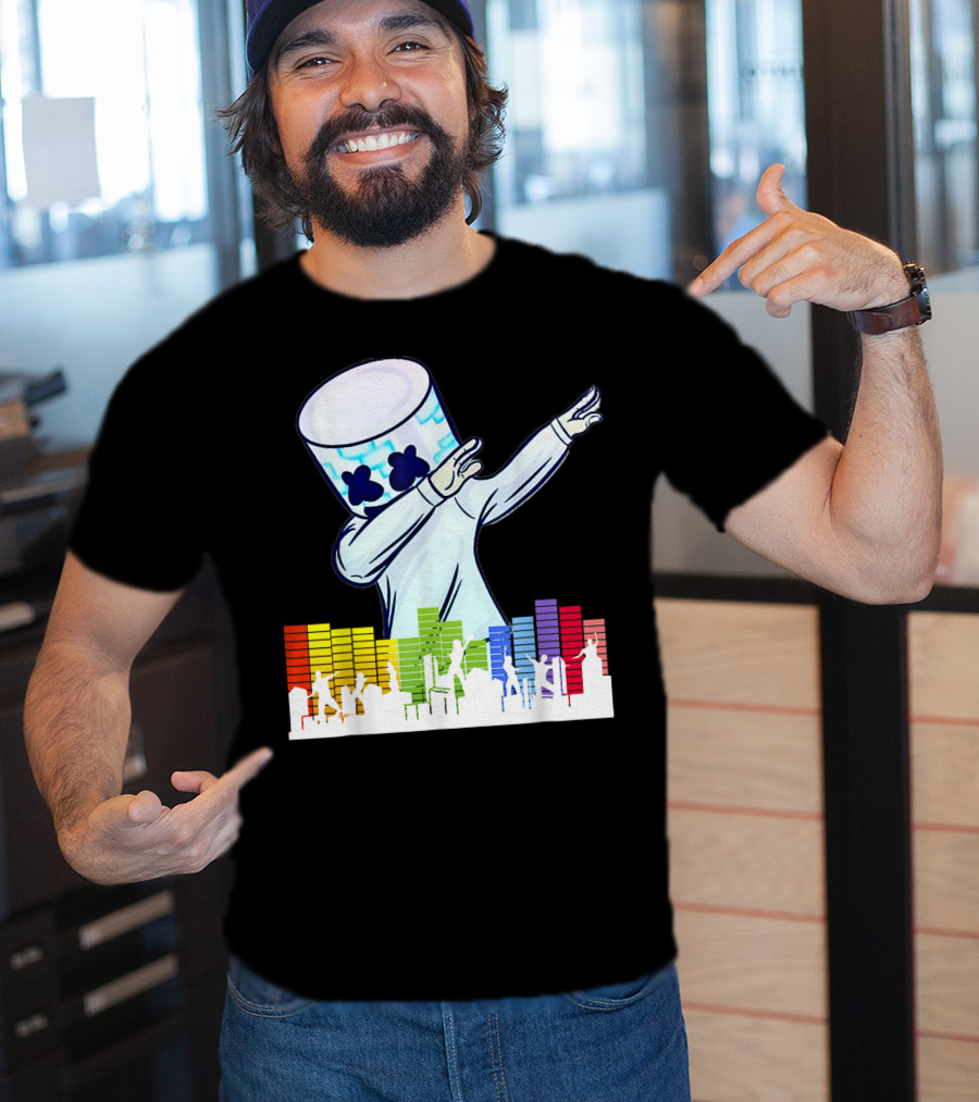 All I Want For Christmas Is Marshmallow Dabbing With Colorful Dance Equalizer T-Shirt