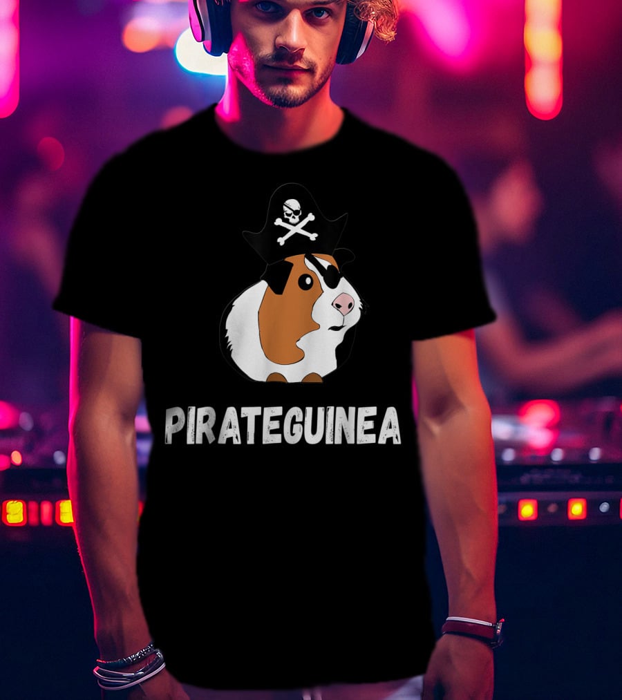 PIRATEGUINEA Captain Guinea Pigs Sails Of Sea Skeleton Pets T-Shirt