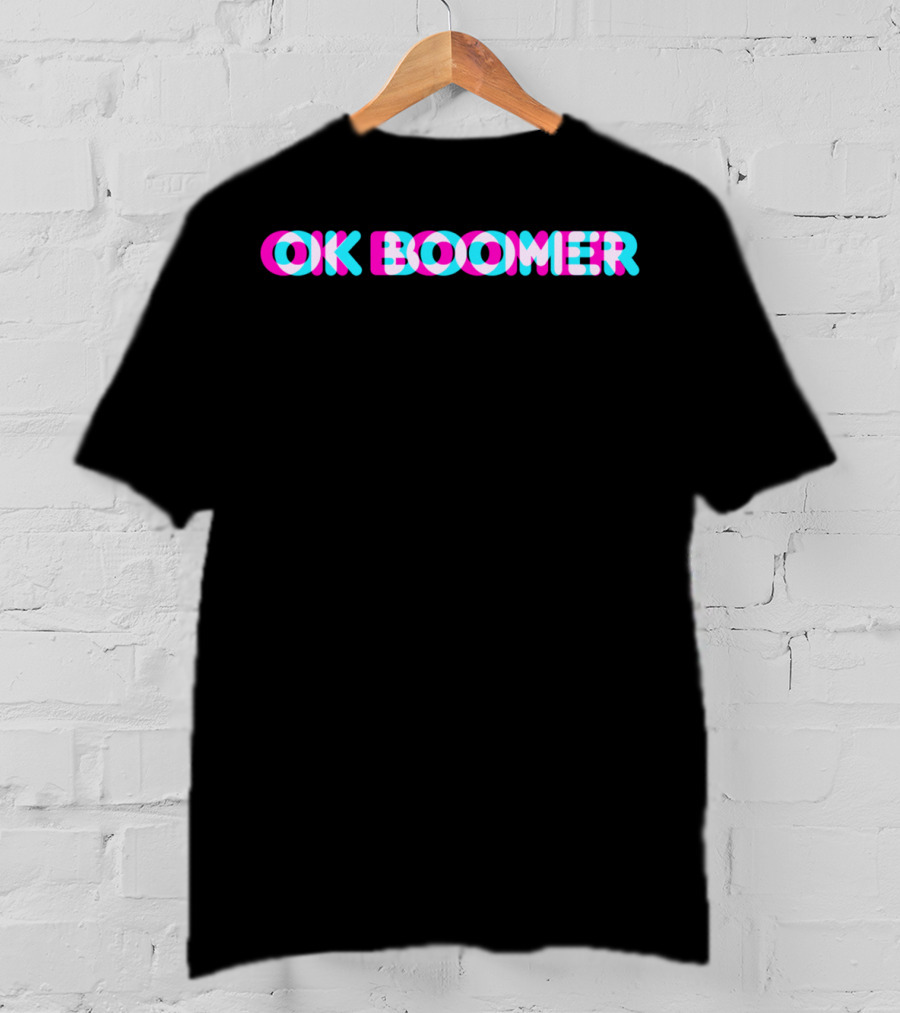 OK Boomer Meme Funny Anaglyph Type Text T-Shirt