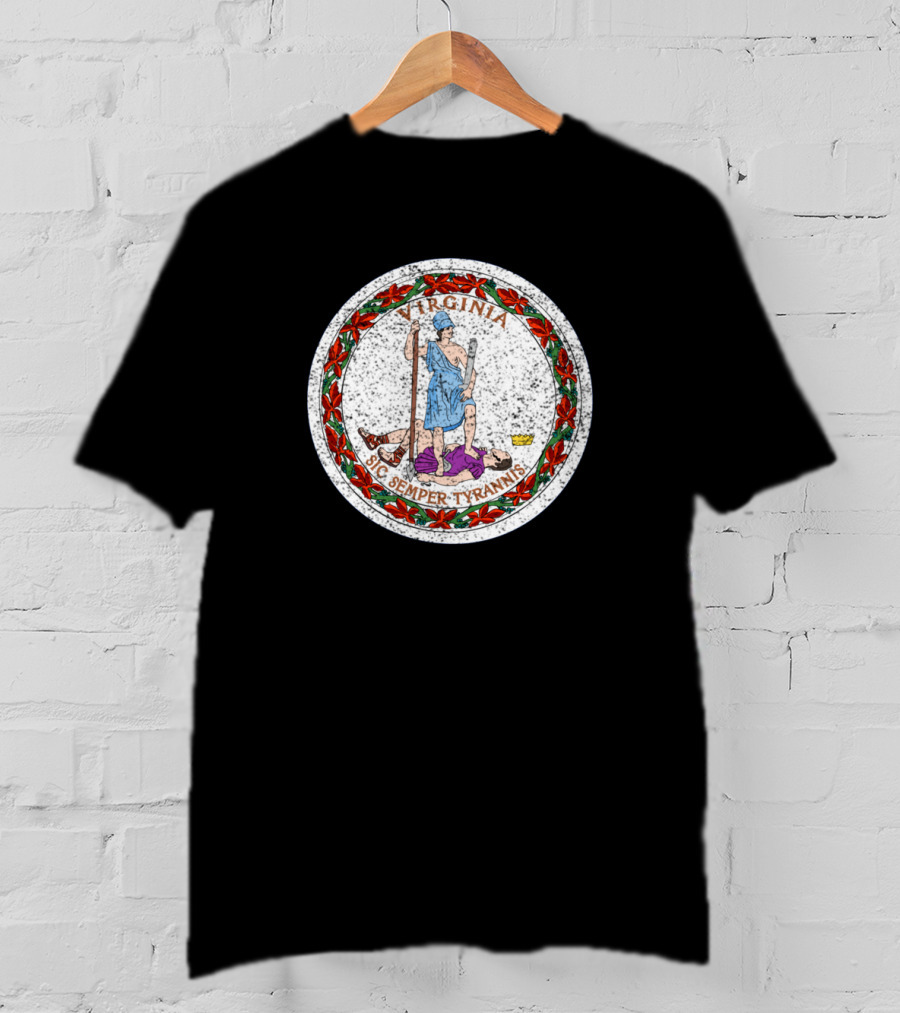 Virginia Sic Semper Tyrannis Distressed Flag T-Shirt