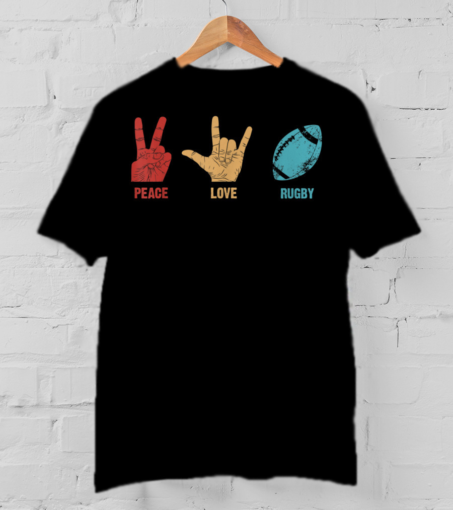 Peace Love Rugby Vintage Sport Lover Player T-Shirt