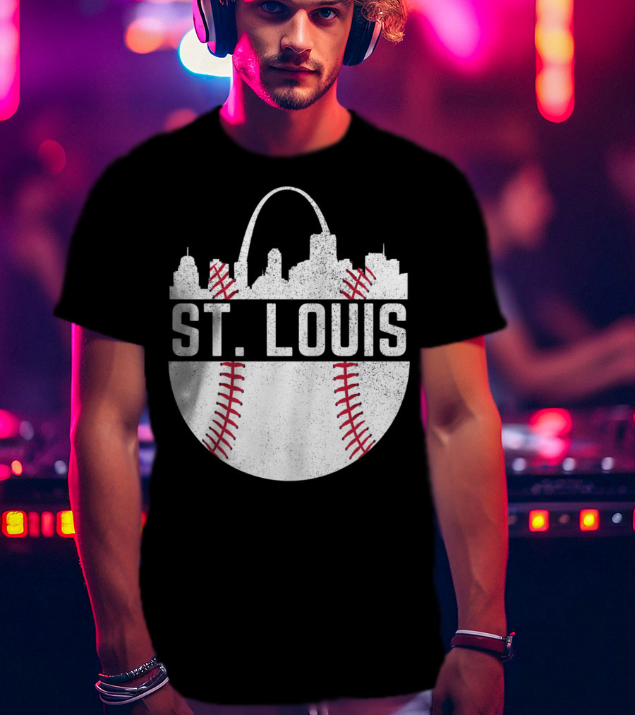St Louis Baseball Skyline Arch T-Shirt