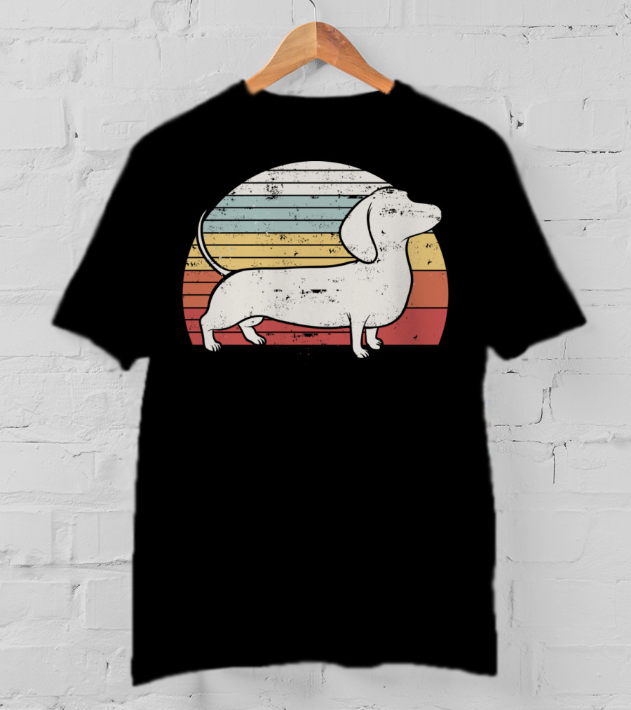 Cool Retro Dachshund Weiner Dog Fans T-Shirt