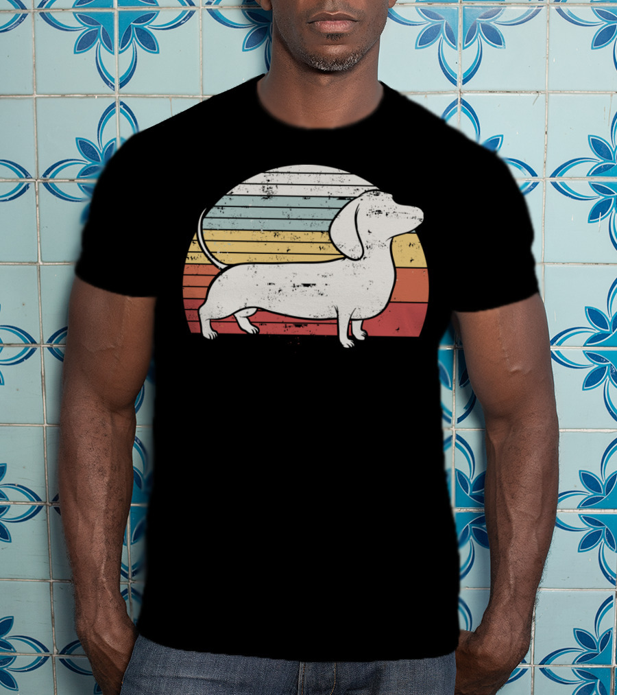 Cool Retro Dachshund Weiner Dog Fans T-Shirt