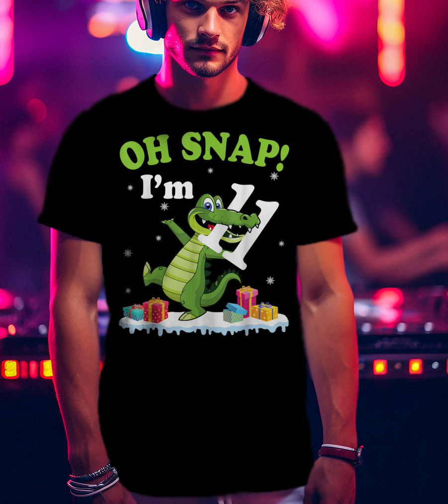 Oh Snap I'm Eleven Crocodile Snow Noel T-Shirt