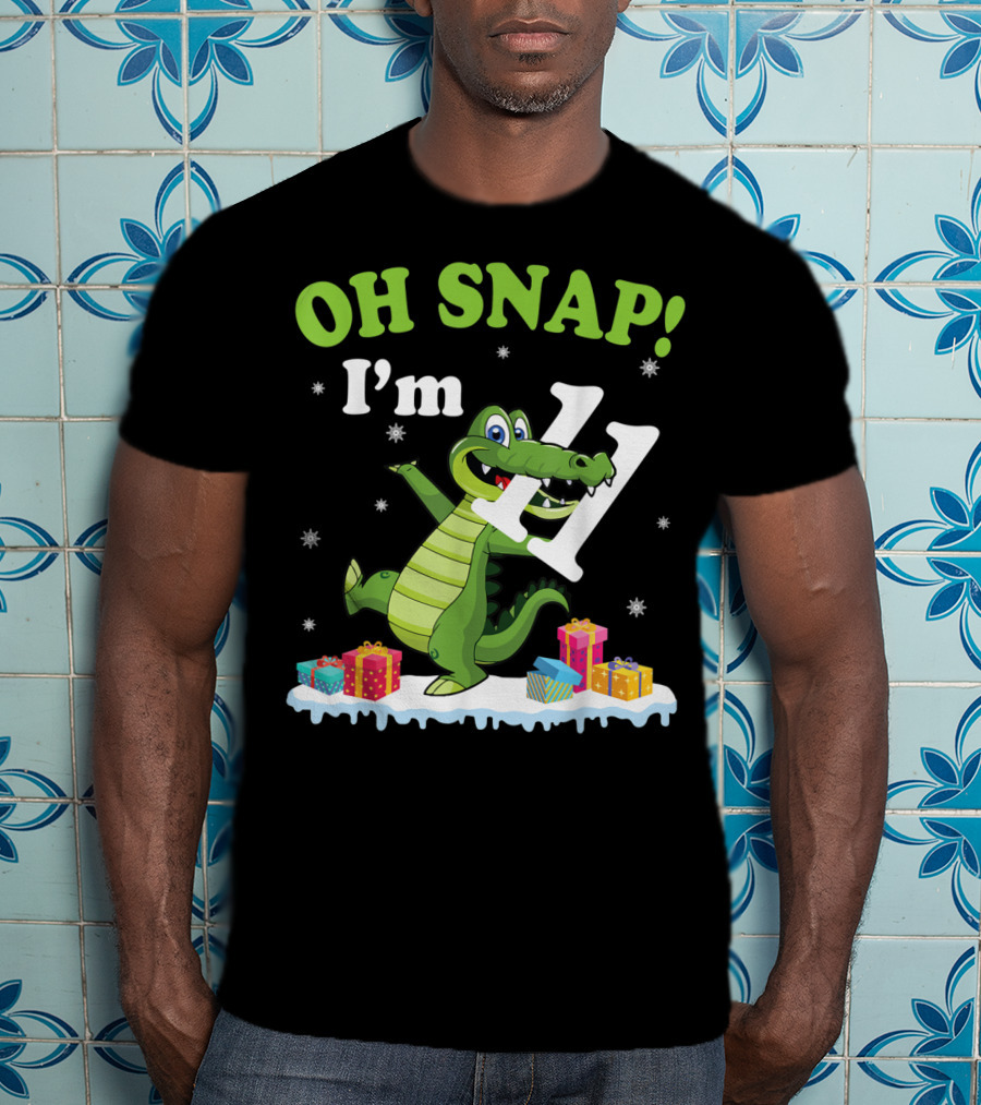 Oh Snap I'm Eleven Crocodile Snow Noel T-Shirt
