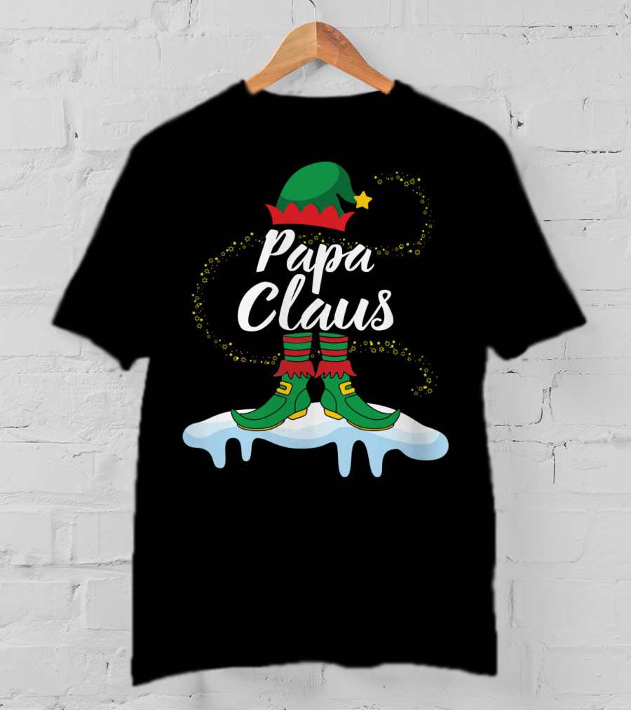 Papa Claus Elf Body Dancing On Snow Merry T-Shirt