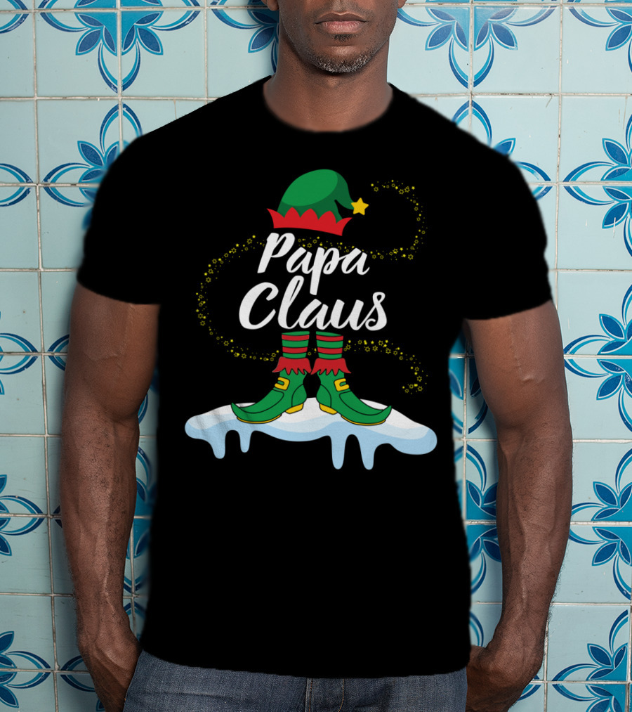 Papa Claus Elf Body Dancing On Snow Merry T-Shirt