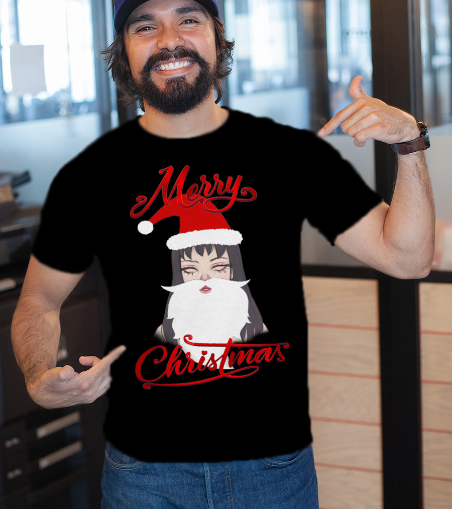 Merry Christmas Uzumaki Kirie Goshima Manga Santa Hat And Beard T-Shirt
