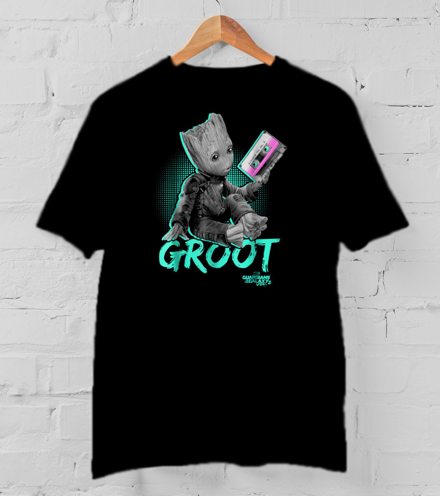 Guardians Of The Galaxy Vol. 2 Baby Groot Neon Cassette Tape T-Shirt